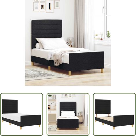 vidaXL Stoffbett - Bettgestell mit Kopfteil Schwarz 80 x 200 cm Stoff (1/5)