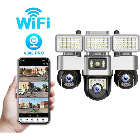 3-in-1-Dual-Light-WLAN-Überwachungskamera, 3-Zoll-2-Megapixel-Kameras, Straßenlaterne, Personenalarm [Energieeffizienzklasse A+]