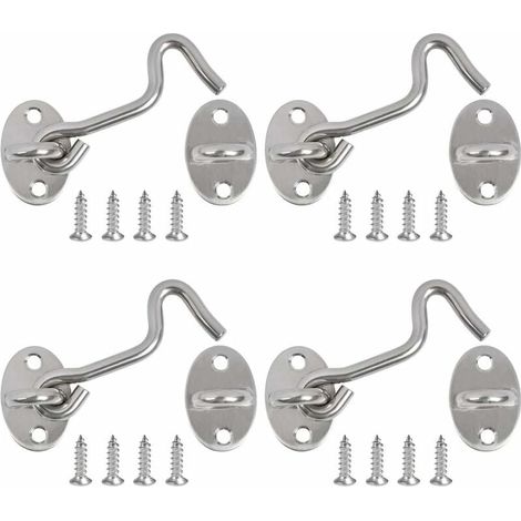 Crochet Fermeture Porte, 4PCS Crochet Cabine Verrous et Boulons pour Serrures Porte Loquet Portail Support Fenêtre pour Entretoise Silencieux Verrouillage Verrou Portail, 3 Pouce/Acier INOX-LIAIKI (1/5)