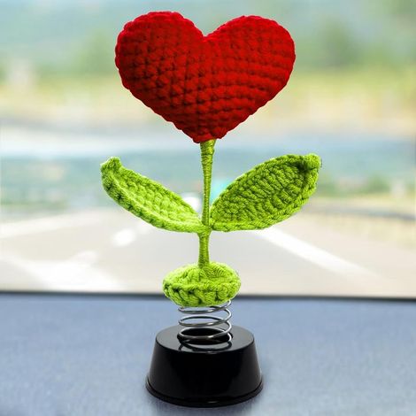 Autodekoration, gehäkelte Herz-Armaturenbrettdekorationen, Auto-Spielzeug für den Innenraum, Liebesfigur-Autozubehör-Ornament-Geschenk für Männer und Frauen zu Geburtstagen, Weihnachten, Neujahr (1/4)
