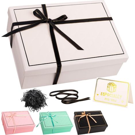 White Gift Box with Lid 25x18x9cm - Medium / Large Gift Boxes for Gifts, Empty Cardboard Gift Box for Birthday, Wedding, Christmas, Valentine's Day - Gift Box (1/5)