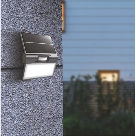 Applique solaire IP44 détecteur de mouvement éclairage extérieur 400Lm 6500K (1/4)