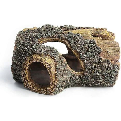Tronc d'arbre creux en résine pour poisson betta, accessoires pour aquarium, maison en bois (1/4)