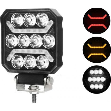 Ampoule LED universelle puissante (diode LED), type halogène, lumière blanche + feu de position rouge et orange, 15W 1500 lm, 12