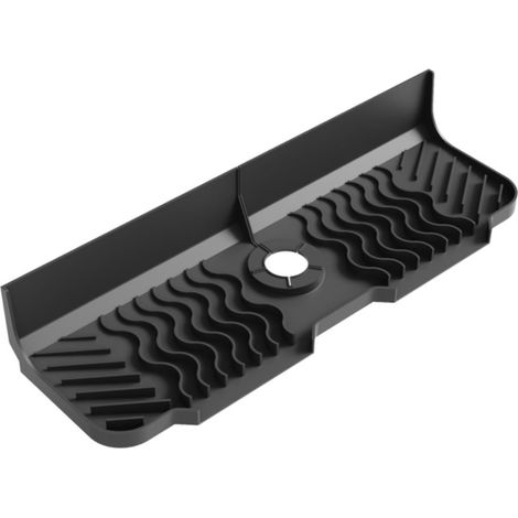 Le tapis en silicone de qualité alimentaire pour robinet d'évier de 45 cm x 14 cm offre une double utilisation comme protection anti-éclaboussures (1/4)