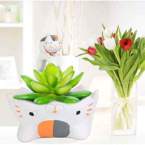 Harztopf für Sukkulenten, Blumentopf, Garten, weiß (1/5)