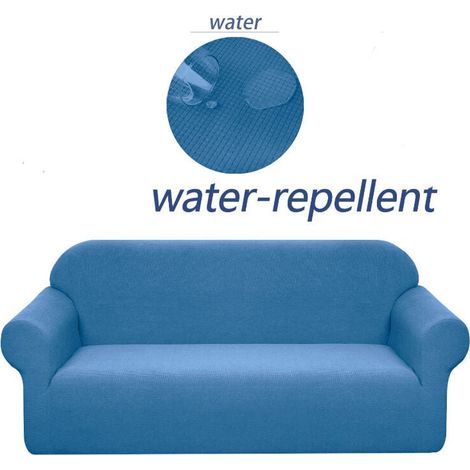 Funda de sofá elástica, resistente al agua y a los arañazos, con diseño elegante y rodillos de espuma antideslizantes (sofá de 1 plaza, azul polvoriento), 90-140 cm (1/5)