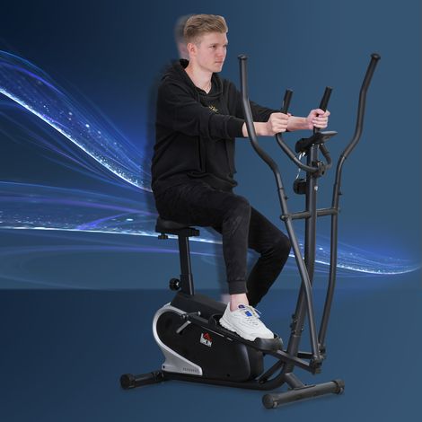 Bicicleta Elíptica con Resistencia Magnética Ajustable de 8 Niveles Bicicleta de Fitness con Sillín Regulable Pantalla LCD Pulsómetro y Soporte para Móvil para Casa Gimnasia 103x62x151 cm Negro (1/5)