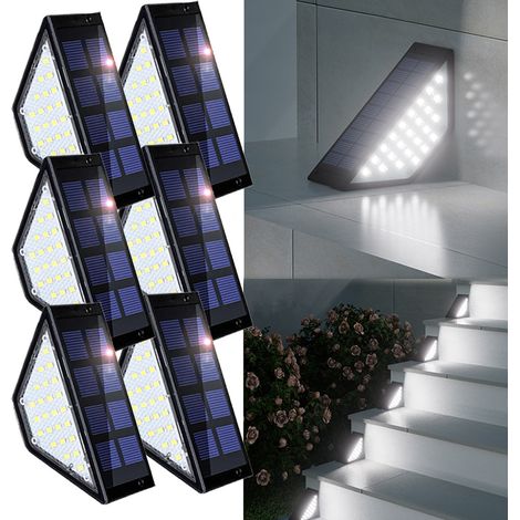 Lampes solaires d'extérieur pour escaliers décoratives patios murs cours jardins chaud lot de 6 24 LED Blanc (1/5)