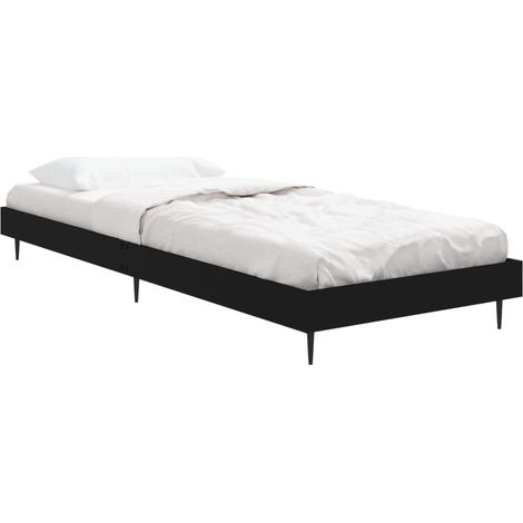 Bed Frame without Mattress Black 75x190 cm Small Single Engineered Wood vidaXL (1/4)