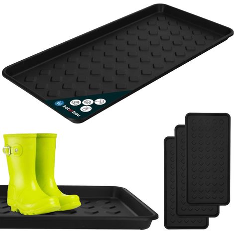 Tapis égouttoir à chaussures étroit KOTARBAU® pour couloir et armoire, noir, 71,6 x 34,8 cm, lot de 3 (1/5)