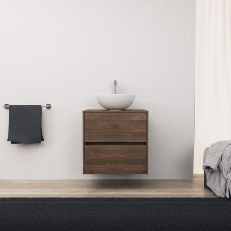 Inda - Mobile bagno L.60 con lavabo in appoggio / Rovere castano