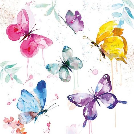 Lote de 20 Servilletas de Papel 33 x 33 cm - Mariposas - Ambiente