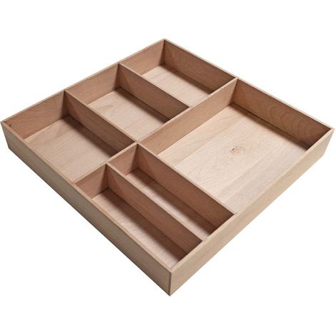 FACKELMANN Orga-Box STANFORD / Organisations Box aus stabilem Buchenholz / Maße (B x H x T): ca. 38 x 4,5 x 37 cm / Ordnungssystem für Schubladen mit 6 Fächern / Farbe: Braun hell / Breite: 38 cm"-"80 (1/2)
