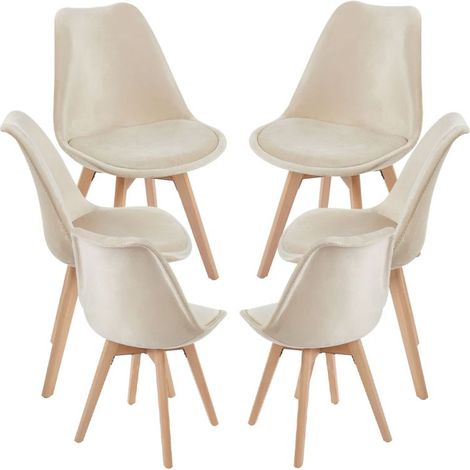 Packs Sillas Comedor - Pack 6 Sillas Synk Terciopelo - Beige (1/5)