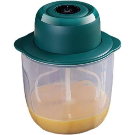 Fouet sans fil vert mini, broyeur d’ail et préparateur pour enfants, usage quotidien dans la cuisine domestique. (1/4)