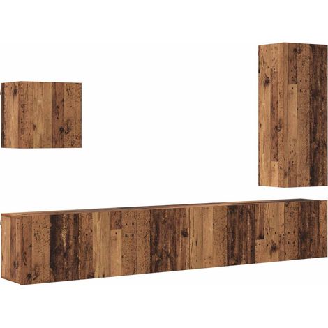 Unidad de Pared para TV 5 pcs Madera envejecida vidaXL (1/5)