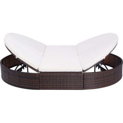 Lit de repos d'extérieur avec coussin Résine tressée Marron (1/5)