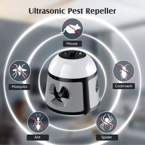 Repulsif Ultrasonique Souris - 4 Modes Réglables 9 kHz à 65 kHz - Couverture 20 à 600 m² - Lumière LED Intégrée - Pour Intérieur Maison Bureau Entrepôt - 1 Pièce (1/4)