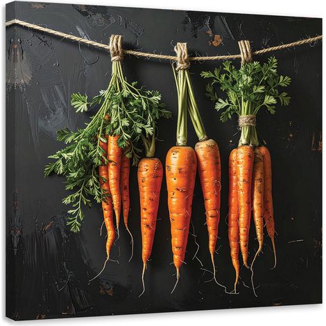 Toile Imprimée, Carottes Bouquet Légumes,20x20 (1/4)