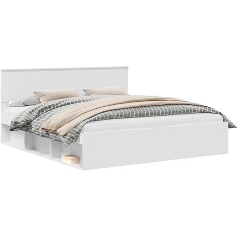 Maison Exclusive - Cadre de lit avec tête de lit Blanc 180 x 200 cm Pin massif (1/5)