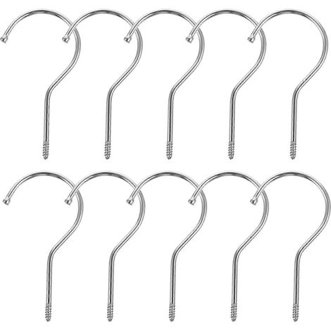 Lot de 10 crochets à visser robustes pour cintres et rangement de vêtements à la maison-10.00X5.20X0.40CM-Silver (1/3)