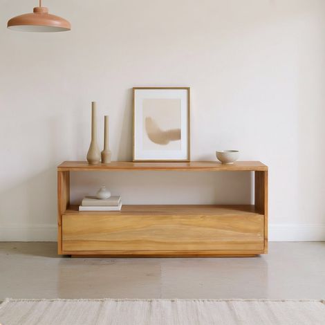 Meuble TV en teck massif 90 cm (1/4)