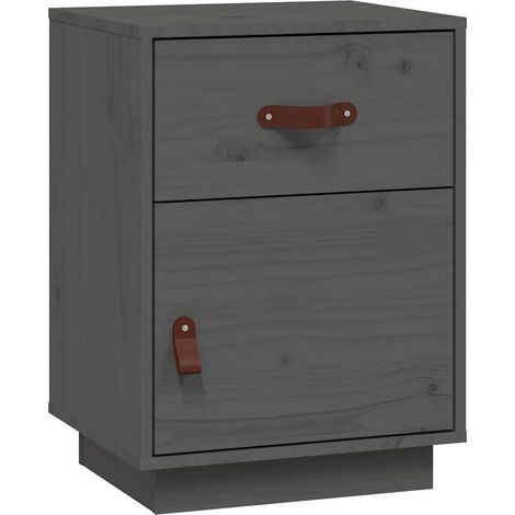 Maison Exclusive - Comodini Grigi 2 pz 40x34x55 cm in Legno Massello di Pino (1/5)