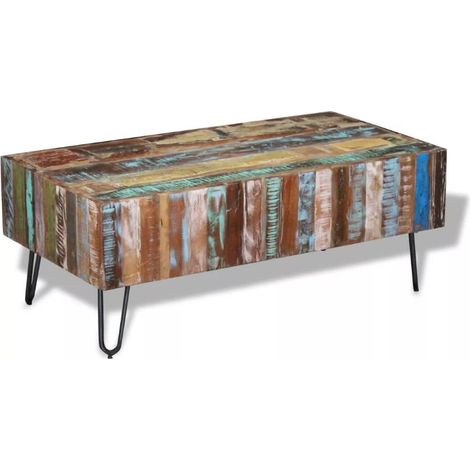 Table basse rectangulaire bois massif recyclé Mista (1/5)
