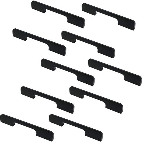 Set di 10 maniglie per ante di armadi e cassetti in lega di zinco nero opaco, lunghe 140 mm. (1/5)