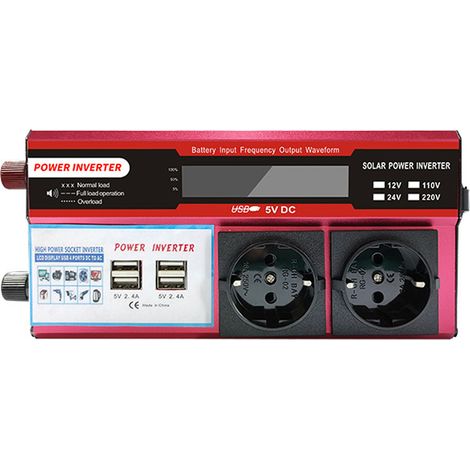 Onduleur Solaire - 650 W - Onde Sinusoïdale Pure - Pour Voiture et Système Photovoltaïque - 12 V DC vers 230 V AC - 1 Pièce