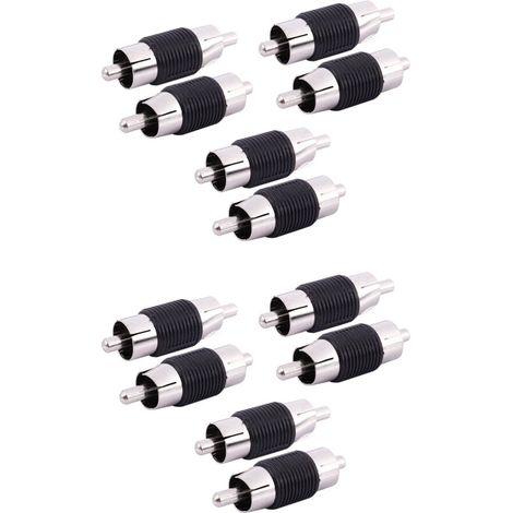 Conectores adaptadores acopladores AV RCA macho a macho, 12 unidades