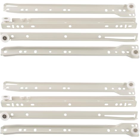 Ensembles de Coulisses/Glissières à Galets 30 cm pour 2 Tiroirs - Charge Maximale 25 kg - Rail de Guidage en Acier - Blanc - Armoire Placard Commode Meuble Assemblage (1/5)
