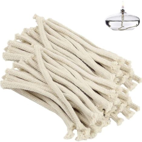 100 mèches de lampe à huile en coton, mèches rondes creuses de remplacement pour lampe à alcool, bougie et torche (1/5)