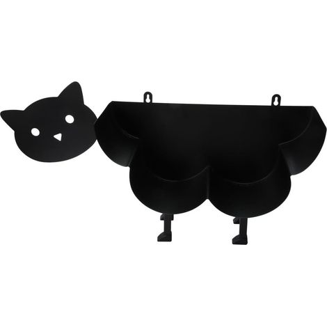 Porte-papier décoratif, fer, noir, chat, pour décoration WC (1/5)