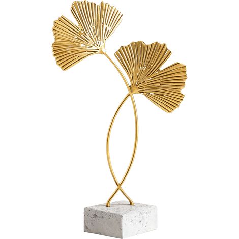 Décoration de Table en Fer et Cement avec Ornements Feuilles Dorées - Art Déco Moderne pour Maison Nordic Style - Modèle 1 28x14cm (1/5)
