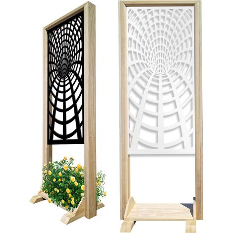 BLACK HOLE - Paravent modulable - 70x190 cm - en bois et PVC - Couleur : blanc