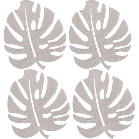 Lot de 4 dessous de plat en silicone, supports de casseroles résistants à la chaleur pour le plan de travail, dessous de plat antidérapants, set de table à motif de feuilles (vert, 2) (1/5)