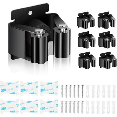 GABRIELLE 6 Stück Besenhalter, Wandbesenaufhänger, Mopphalter für Badezimmer, Küche, Garten, Garage, Büro