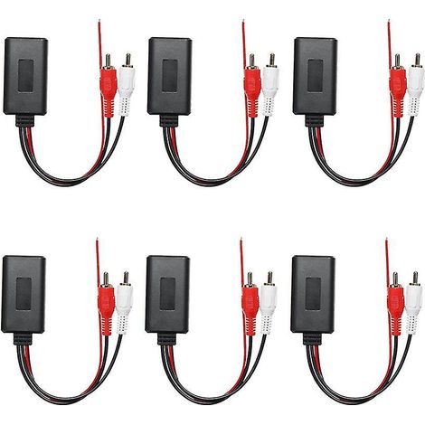 Ensemble de 6 câbles adaptateurs audio Bluetooth sans fil universels pour voiture, avec 2 interfaces d'entrée audio auxiliaires RCA. (1/5)