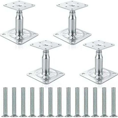Lot de 4 supports de poteau surélevés galvanisés réglables de 100 à 150 mm, support de toit robuste pour construction