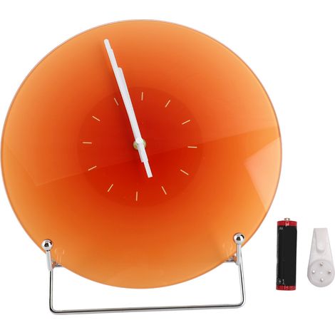 12 Inch Round Clock Battery Operated Silent Decorative Wall Hanging Glass Clock for Living Room Bedroom Kitchen Office Orange (1/5)