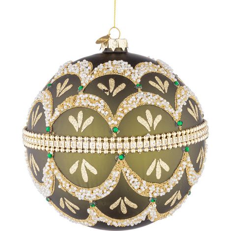 Bizzotto Sfera di Natale Beloved D 150 Mm Vetro Verde con Brillanti e Perle