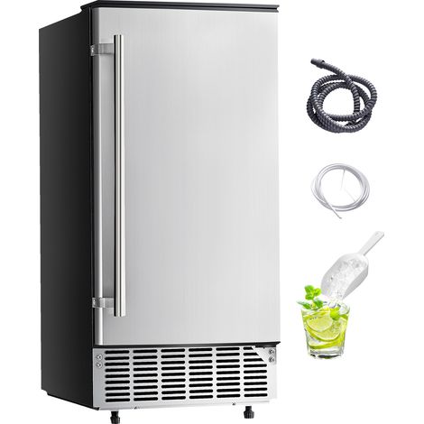 Mophorn Macchina per il ghiaccio da incasso sottobanco - Produzione di 80 libbre/giorno, acciaio inossidabile, porta reversibile, per cucine commerciali e domestiche, scarico elettrico