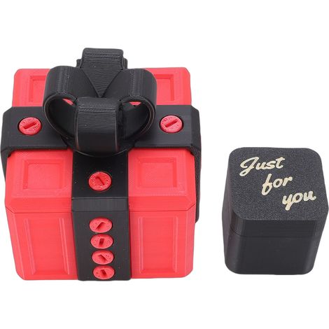 Boîte cadeau agaçante avec vis 3D imprimée – Présent drôle farce vacances anniversaire noir rouge, décoration (1/5)