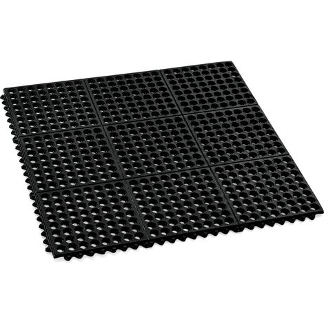 Tapis de sol modulaire système click 90 x 90 x 1 cm noir caoutchouc - Was Germany
