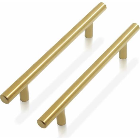 Cabinet Handle Brass - door bar T-shaped door knobs for kitchen furniture, stainless steel - 9 sizes: 50mm, 64mm, 76mm, 96mm, 128mm, 160mm, 192mm, 224mm, 256 mm （1pc） (1/5)