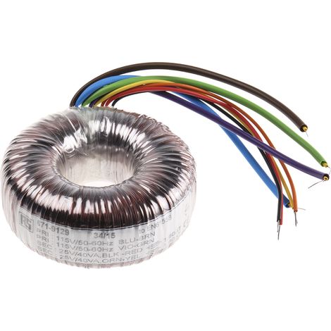 Transformateur torique RS PRO 2 sorties, 115 V ac, 230 V ac 2 x 25V c.a., 80VA ( Prix pour 1 )