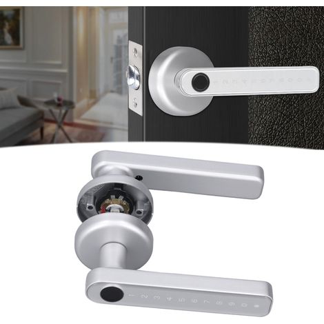 Serrure à empreinte digitale, serrure électronique à code, serrure de porte tactile intelligente pour la maison et le bureau, argent. (1/5)