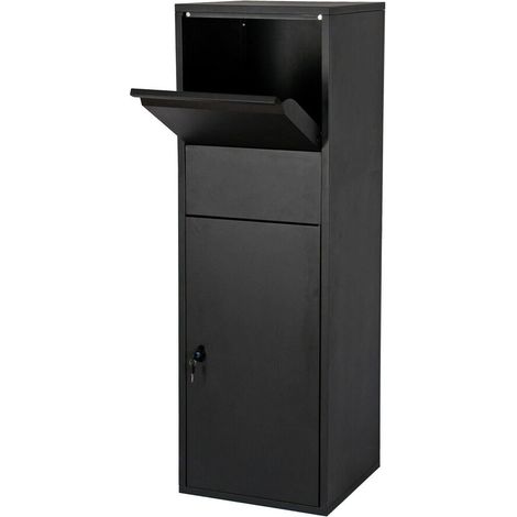Buzón para paquetes con cerradura buzón con soporte para paquetes de correo 46 x 45 x 140 cm color negro 160000115